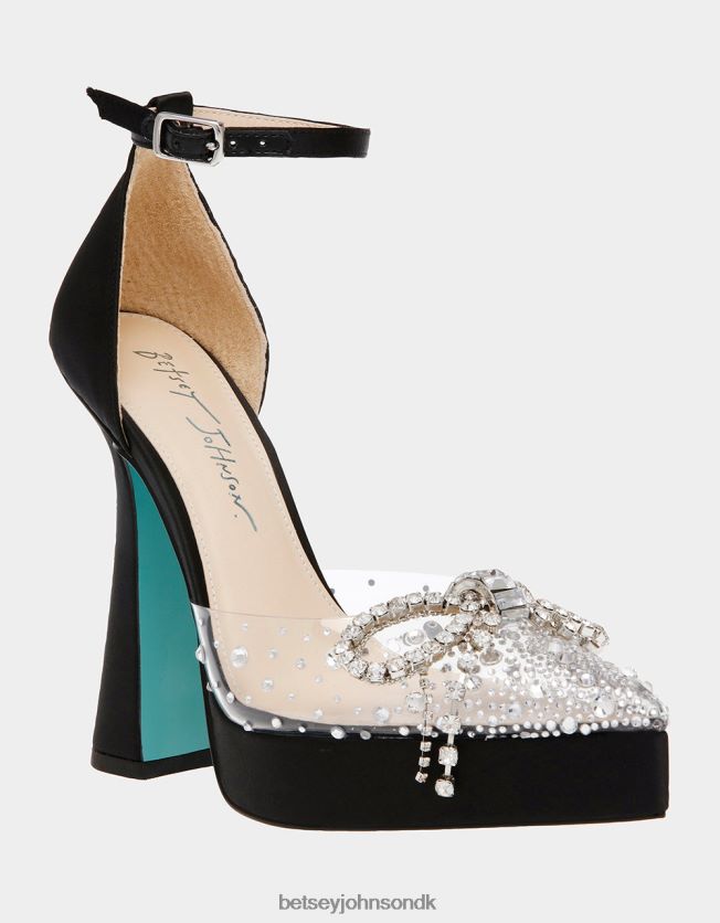 cher sort satin sko FT2T2285 Kvinder Betsey Johnson