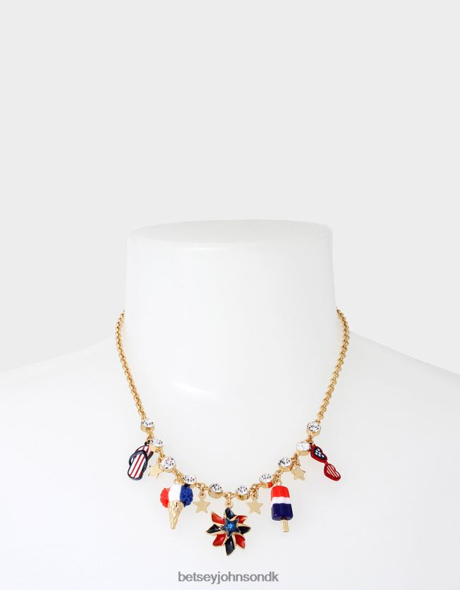 4. juli pinwheel kort vedhæng rød/hvid/blå smykker FT2T22331 Kvinder Betsey Johnson