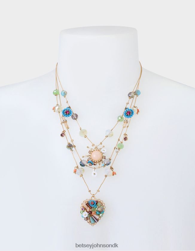 blandet blomster hjerte illusion halskæde multi smykker FT2T22324 Kvinder Betsey Johnson