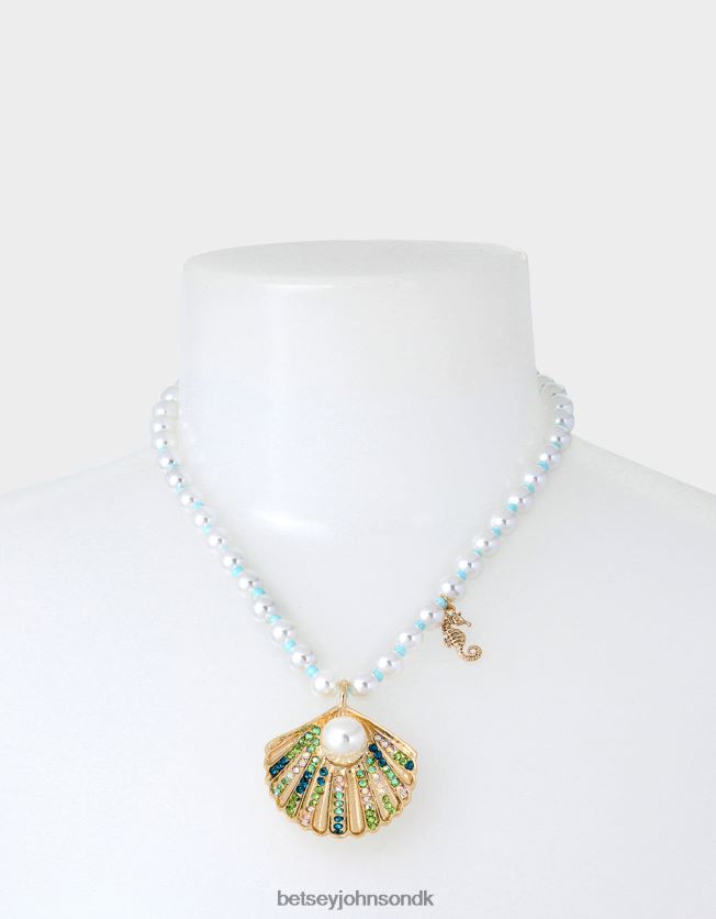 fartpilot halskæde med perleskal vedhæng blå smykker FT2T22312 Kvinder Betsey Johnson