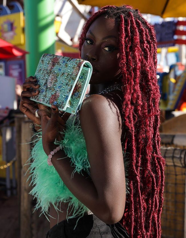 blomstret rhinsten flap taske mintgrøn tilbehør FT2T22224 Kvinder Betsey Johnson