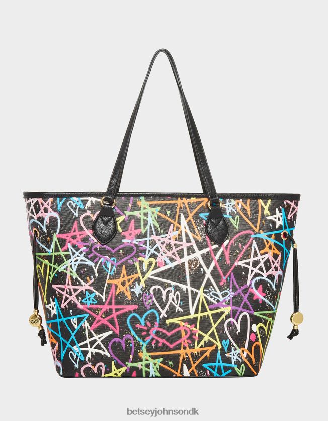 graffiti sweetie 2 tote sort tilbehør FT2T22207 Kvinder Betsey Johnson