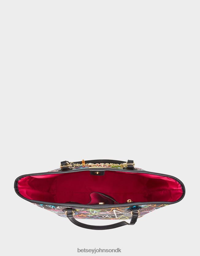 graffiti sweetie 2 tote sort tilbehør FT2T22207 Kvinder Betsey Johnson