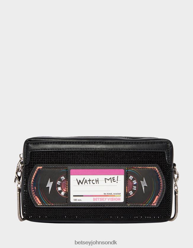 kitsch være venlig tilbagespole vhs crossbody sort tilbehør FT2T22223 Kvinder Betsey Johnson