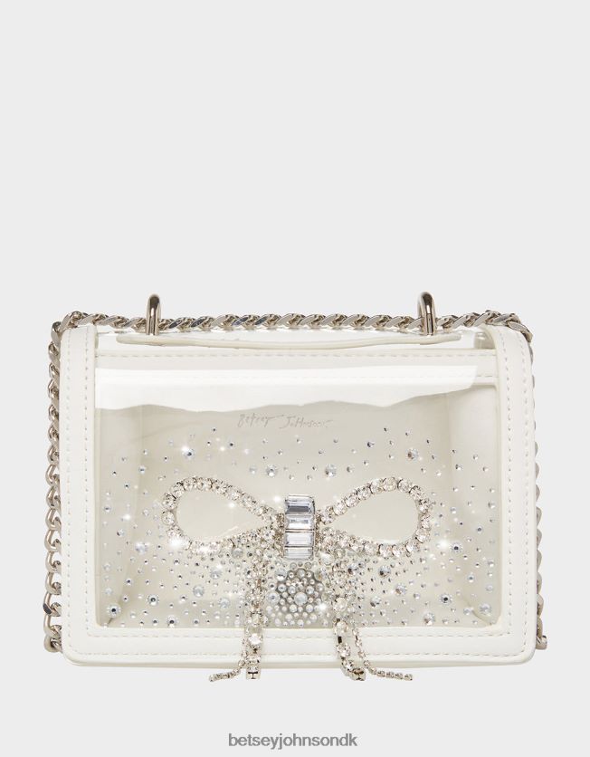 klar cabriolet taske med rhinestone sløjfe hvid tilbehør FT2T22225 Kvinder Betsey Johnson