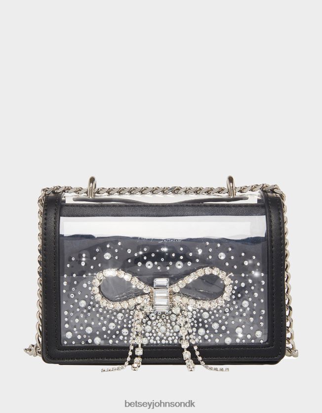 klar cabriolet taske med rhinestone sløjfe sort tilbehør FT2T22238 Kvinder Betsey Johnson