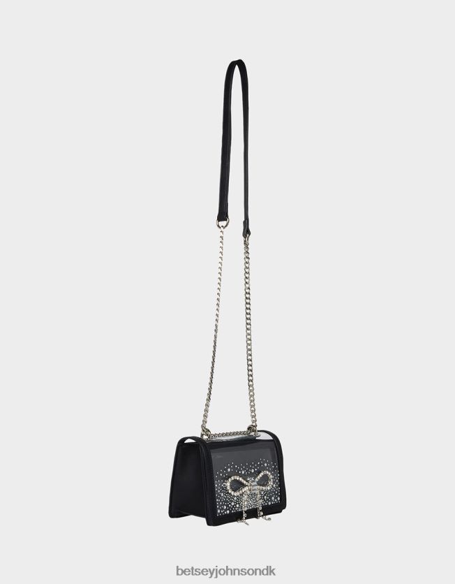 klar cabriolet taske med rhinestone sløjfe sort tilbehør FT2T22238 Kvinder Betsey Johnson