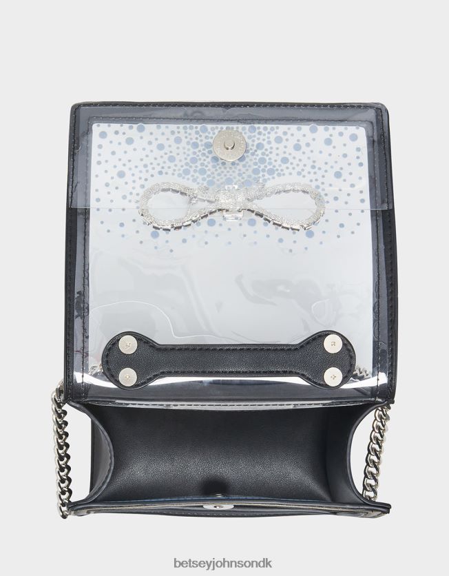 klar cabriolet taske med rhinestone sløjfe sort tilbehør FT2T22238 Kvinder Betsey Johnson
