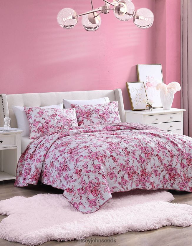 blomstret vingård konge quilt sham sæt lyserød tilbehør FT2T22416 unisex Betsey Johnson