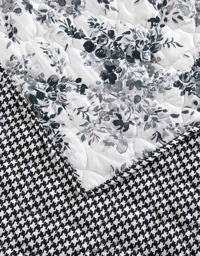 blomstret vingård konge quilt sham sæt sort tilbehør FT2T22413 unisex Betsey Johnson