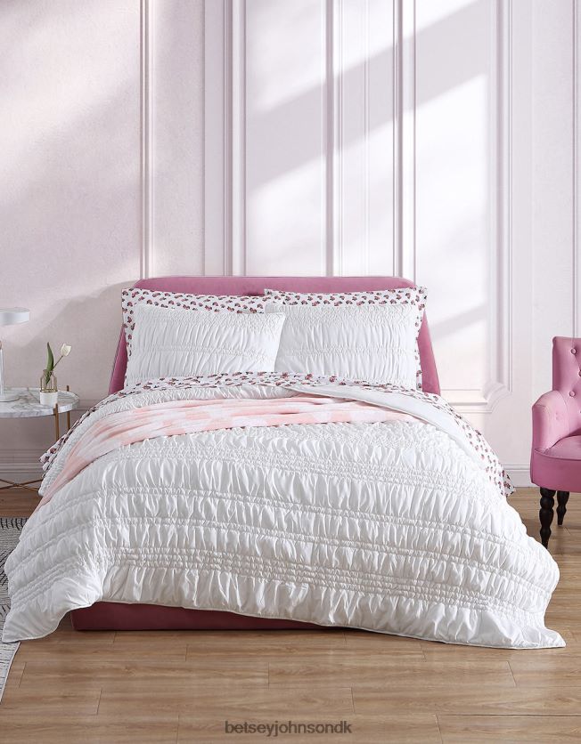 boudoir massiv hvid fuld queen quilt sham sæt multi tilbehør FT2T22419 unisex Betsey Johnson