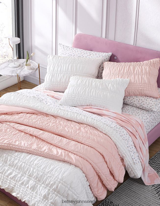 boudoir massiv hvid fuld queen quilt sham sæt multi tilbehør FT2T22419 unisex Betsey Johnson