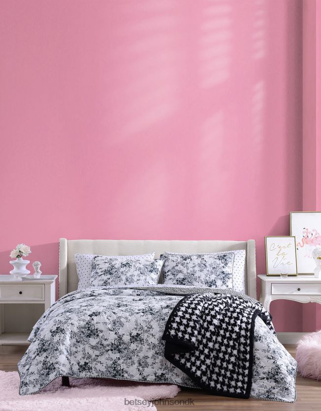 floral vingård tvilling quilt sham sæt sort tilbehør FT2T22414 unisex Betsey Johnson