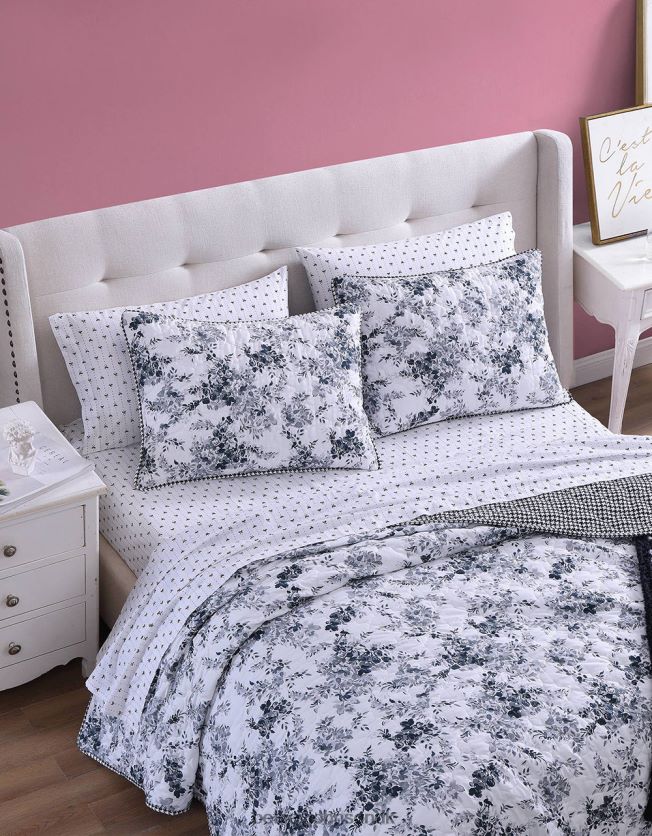floral vingård tvilling quilt sham sæt sort tilbehør FT2T22414 unisex Betsey Johnson