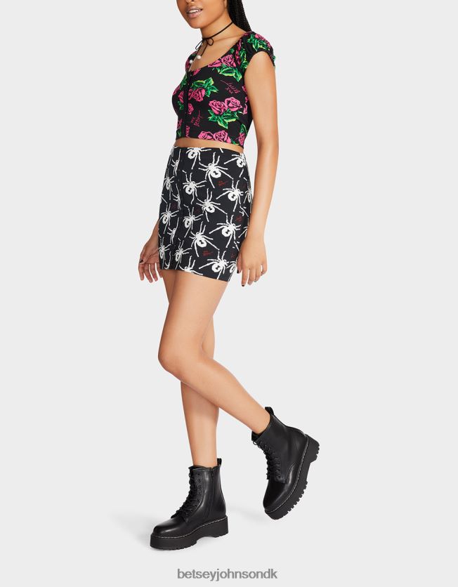 80. bash mini-nederdel med tryk foran sort hvid tøj FT2T22297 Kvinder Betsey Johnson