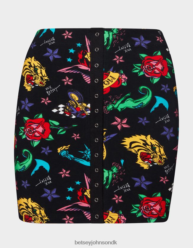 80. bash tatovering med snap front mini nederdel tatovering pri tøj FT2T22288 Kvinder Betsey Johnson