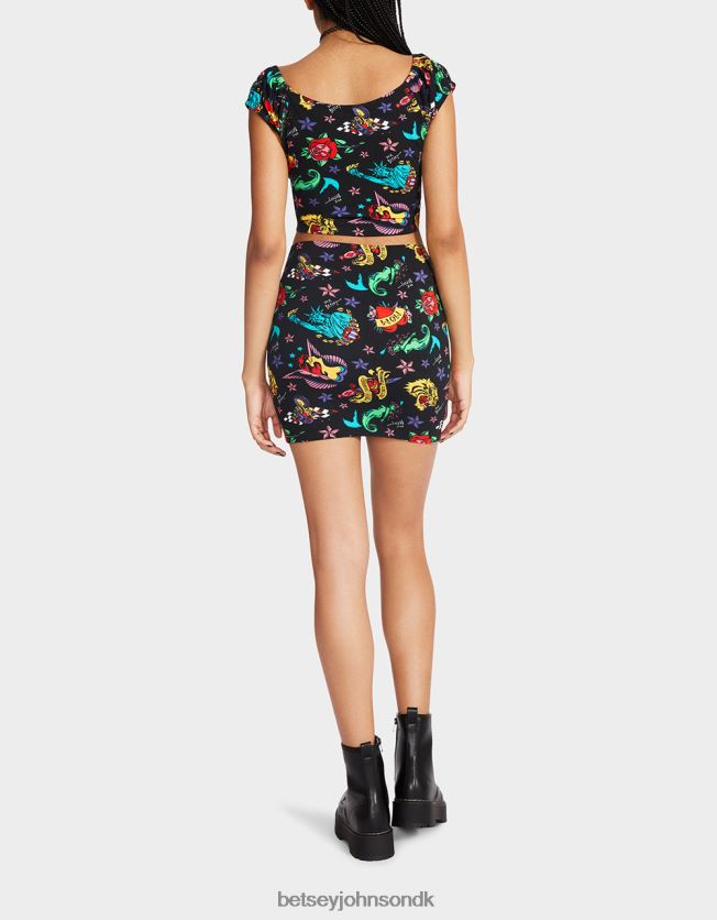 80. bash tatovering med snap front mini nederdel tatovering pri tøj FT2T22288 Kvinder Betsey Johnson