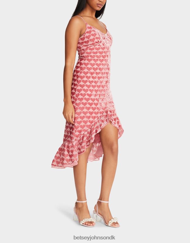 burnout midikjole i fløjlshjerte lyserød tøj FT2T22308 Kvinder Betsey Johnson