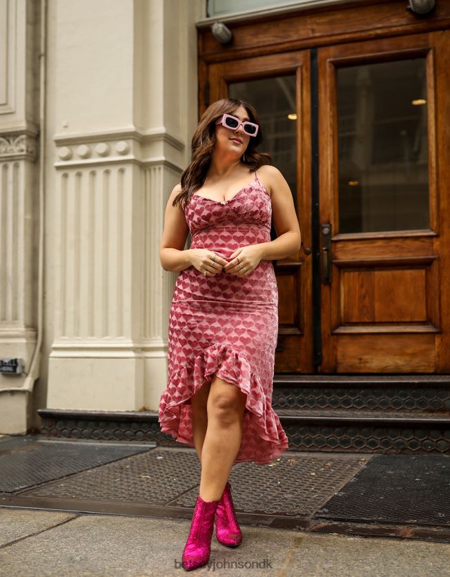 burnout midikjole i fløjlshjerte lyserød tøj FT2T22308 Kvinder Betsey Johnson
