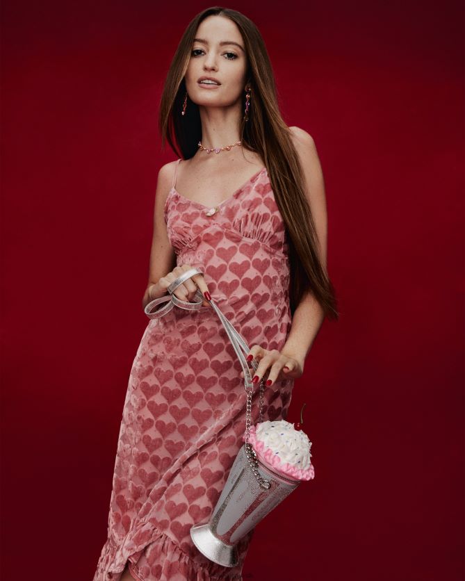 burnout midikjole i fløjlshjerte lyserød tøj FT2T22308 Kvinder Betsey Johnson