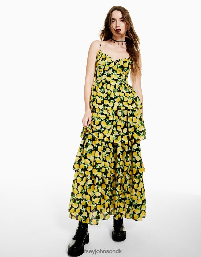 la la citroner maxi kjole sort tøj FT2T22264 Kvinder Betsey Johnson