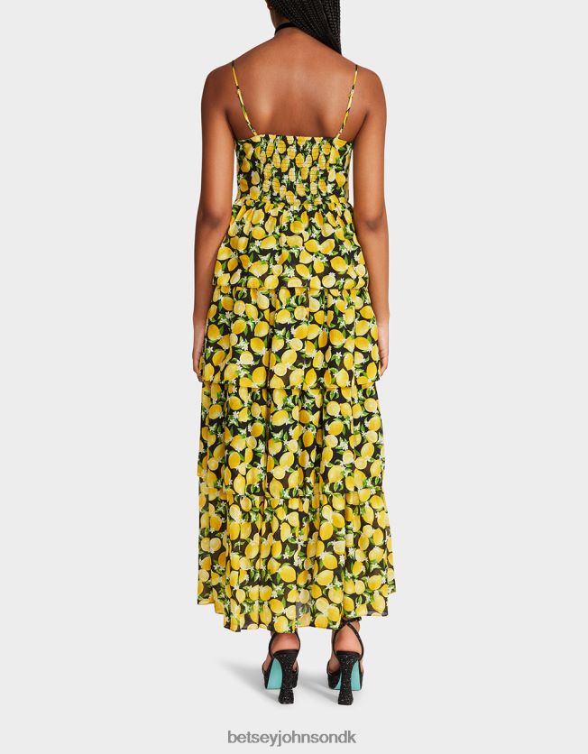 la la citroner maxi kjole sort tøj FT2T22264 Kvinder Betsey Johnson