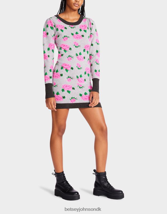 neon roser jacquard sweater kjole grå tøj FT2T22298 Kvinder Betsey Johnson