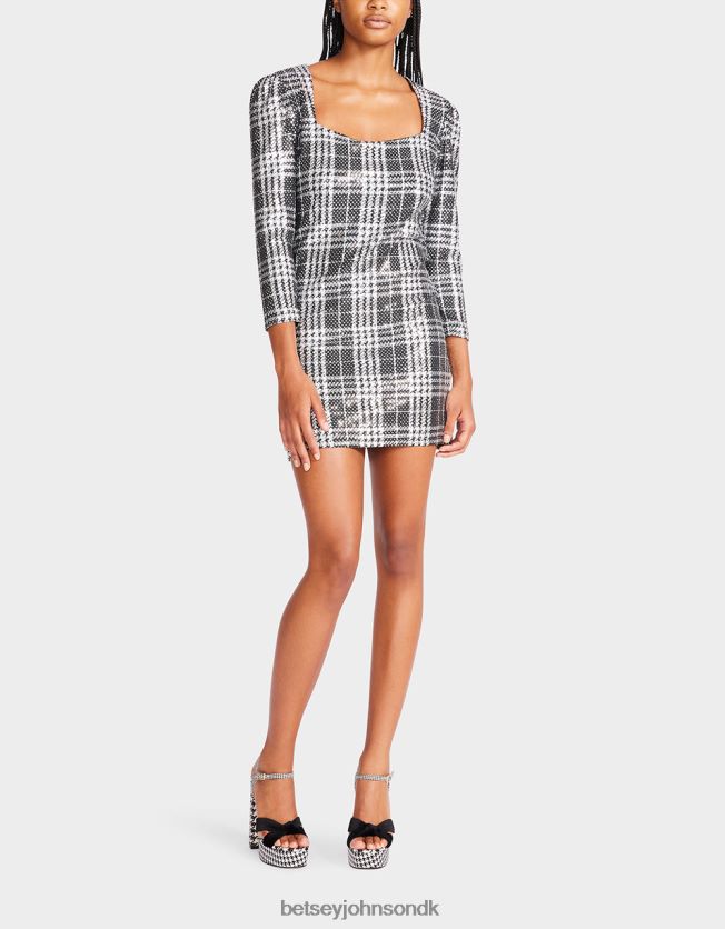 plaid nylon m metallic trens minikjole sort tøj FT2T22303 Kvinder Betsey Johnson