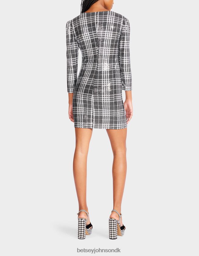plaid nylon m metallic trens minikjole sort tøj FT2T22303 Kvinder Betsey Johnson