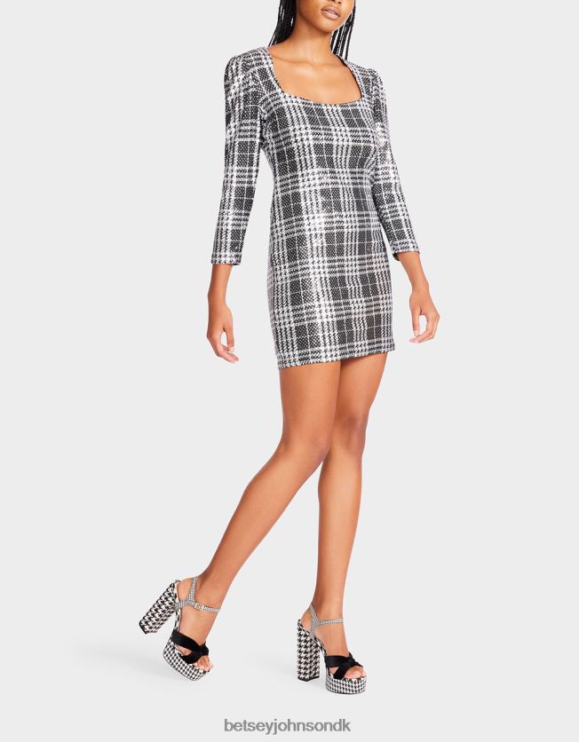 plaid nylon m metallic trens minikjole sort tøj FT2T22303 Kvinder Betsey Johnson