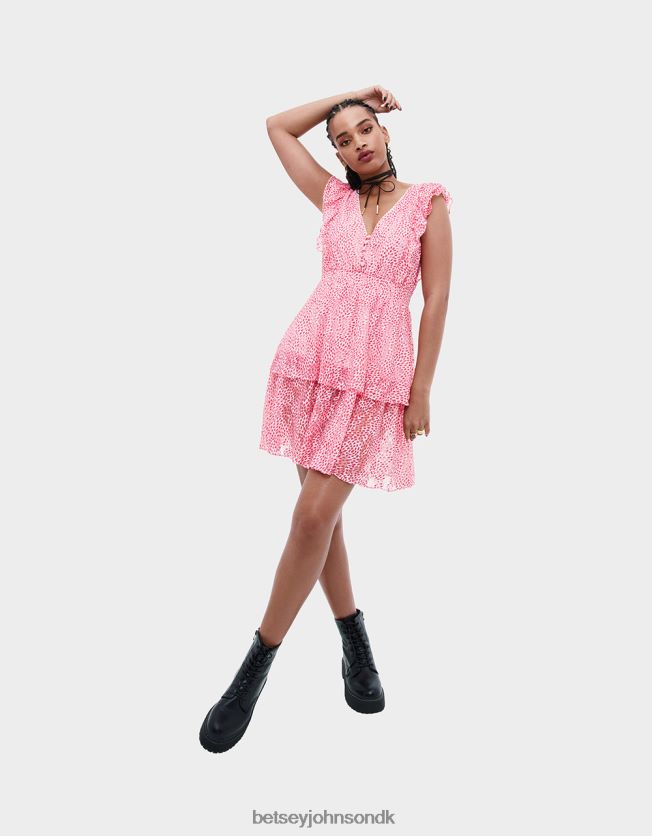 queen of hearts chiffon mini kjole lyserød tøj FT2T22293 Kvinder Betsey Johnson