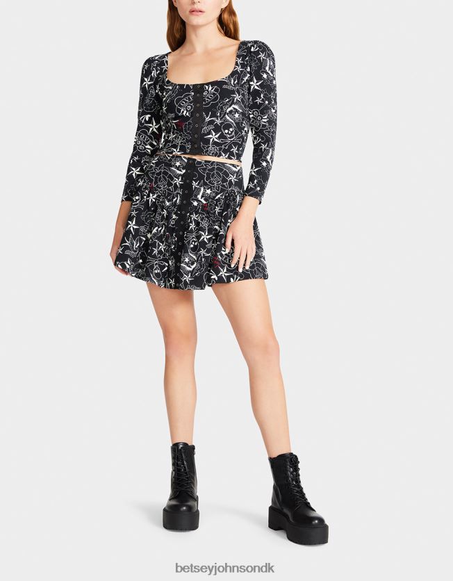 smuk i punk vintage inspireret flæse mini nederdel tatovering Print tøj FT2T22296 Kvinder Betsey Johnson
