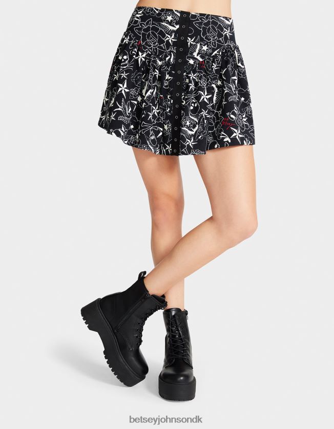 smuk i punk vintage inspireret flæse mini nederdel tatovering Print tøj FT2T22296 Kvinder Betsey Johnson