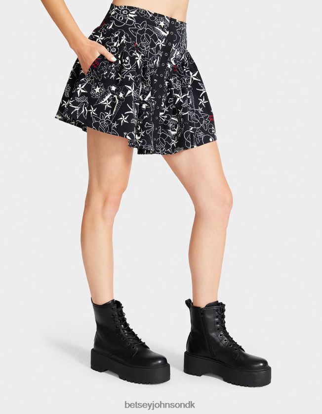 smuk i punk vintage inspireret flæse mini nederdel tatovering Print tøj FT2T22296 Kvinder Betsey Johnson