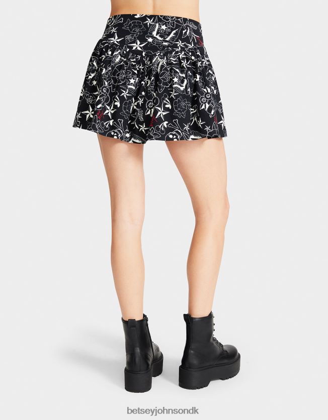 smuk i punk vintage inspireret flæse mini nederdel tatovering Print tøj FT2T22296 Kvinder Betsey Johnson