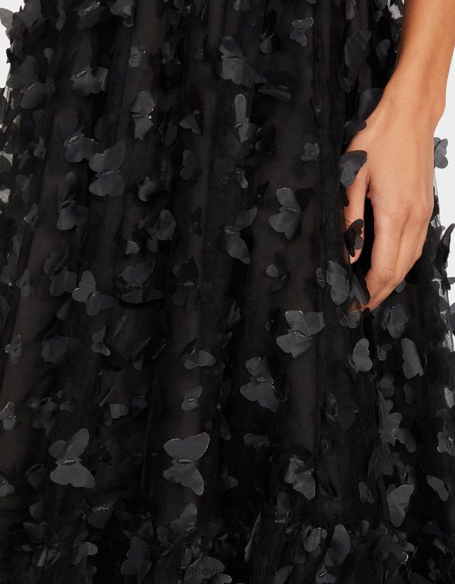 smuk sommerfugl maxi kjole sort tøj FT2T22275 Kvinder Betsey Johnson
