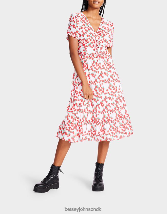 strawberry fields voile midikjole i bomuld hvid tøj FT2T22302 Kvinder Betsey Johnson