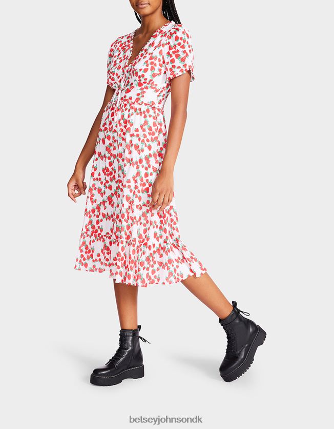 strawberry fields voile midikjole i bomuld hvid tøj FT2T22302 Kvinder Betsey Johnson