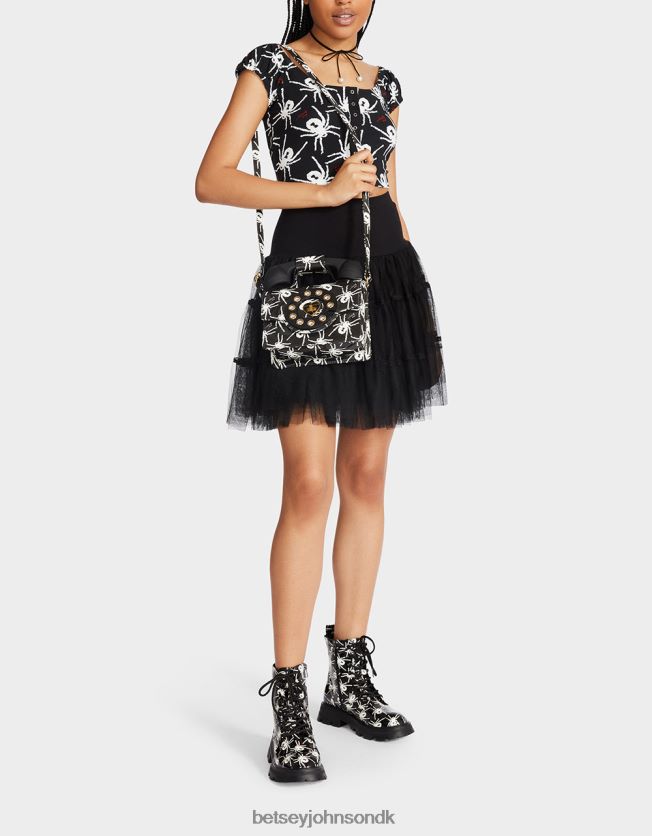 80. bash cropped pufærm top sort hvid tøj FT2T22291 Kvinder Betsey Johnson