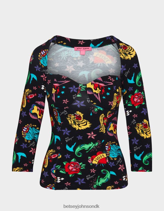 80. bash korset raglan top tatovering tatovering pri tøj FT2T22292 Kvinder Betsey Johnson