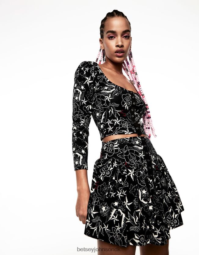 smuk i punk vintage inspireret pufærmet top tatovering Print tøj FT2T22295 Kvinder Betsey Johnson